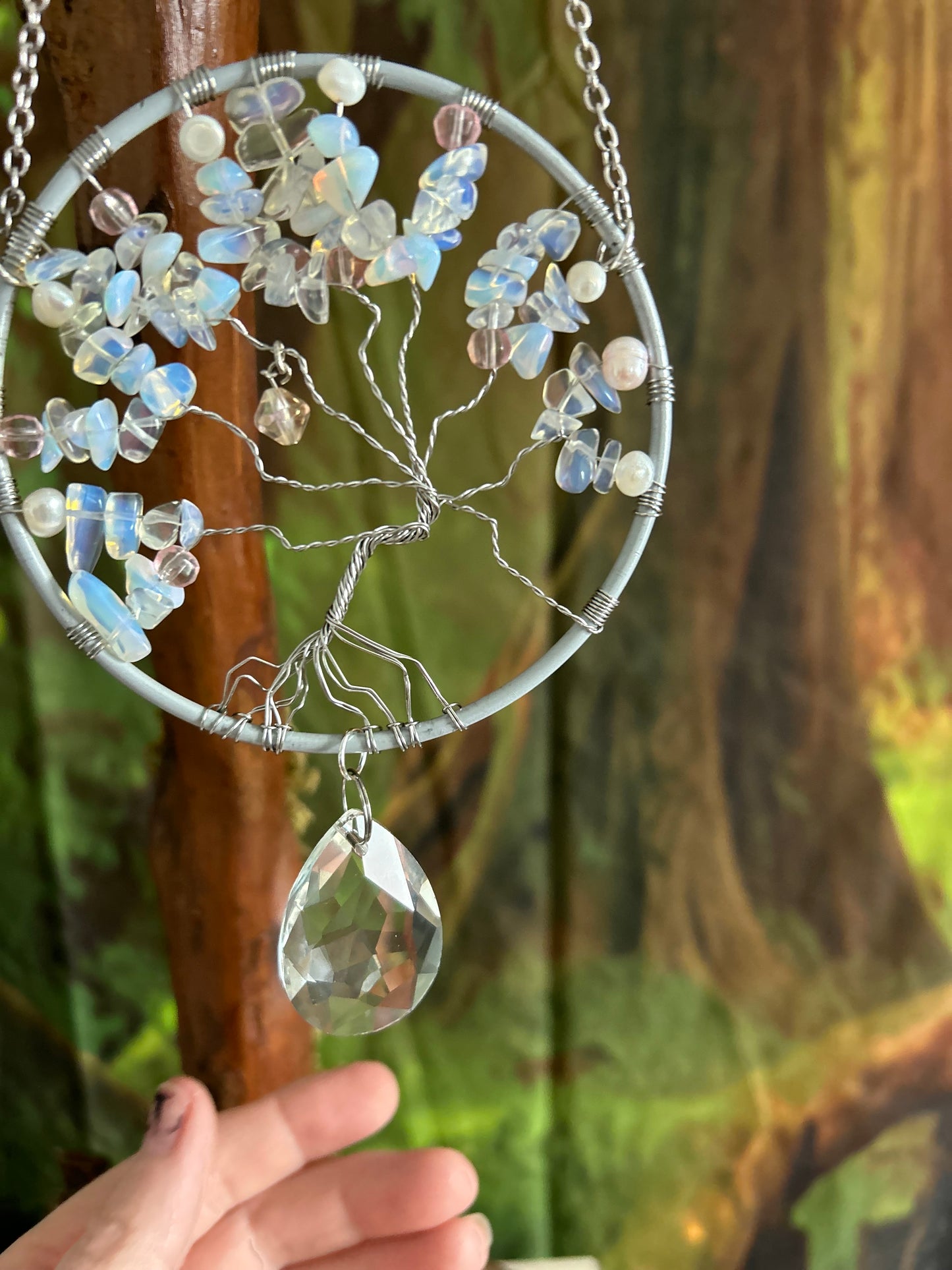 Opalite tree of life sun catcher