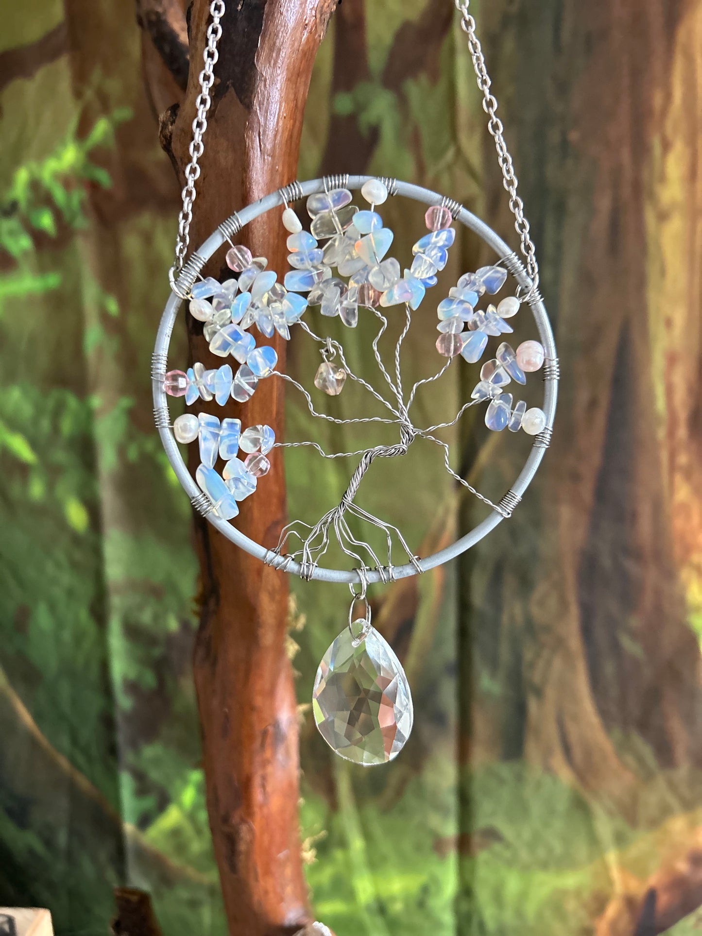 Opalite tree of life sun catcher