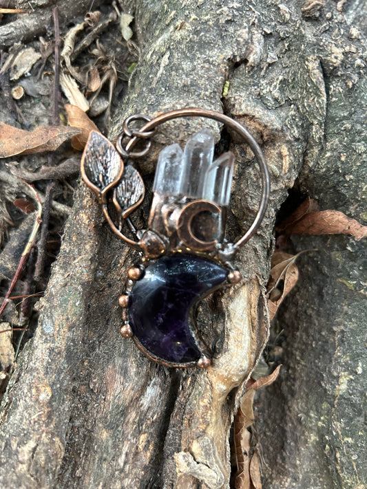 Beautiful Amethyst crystal crescent moon