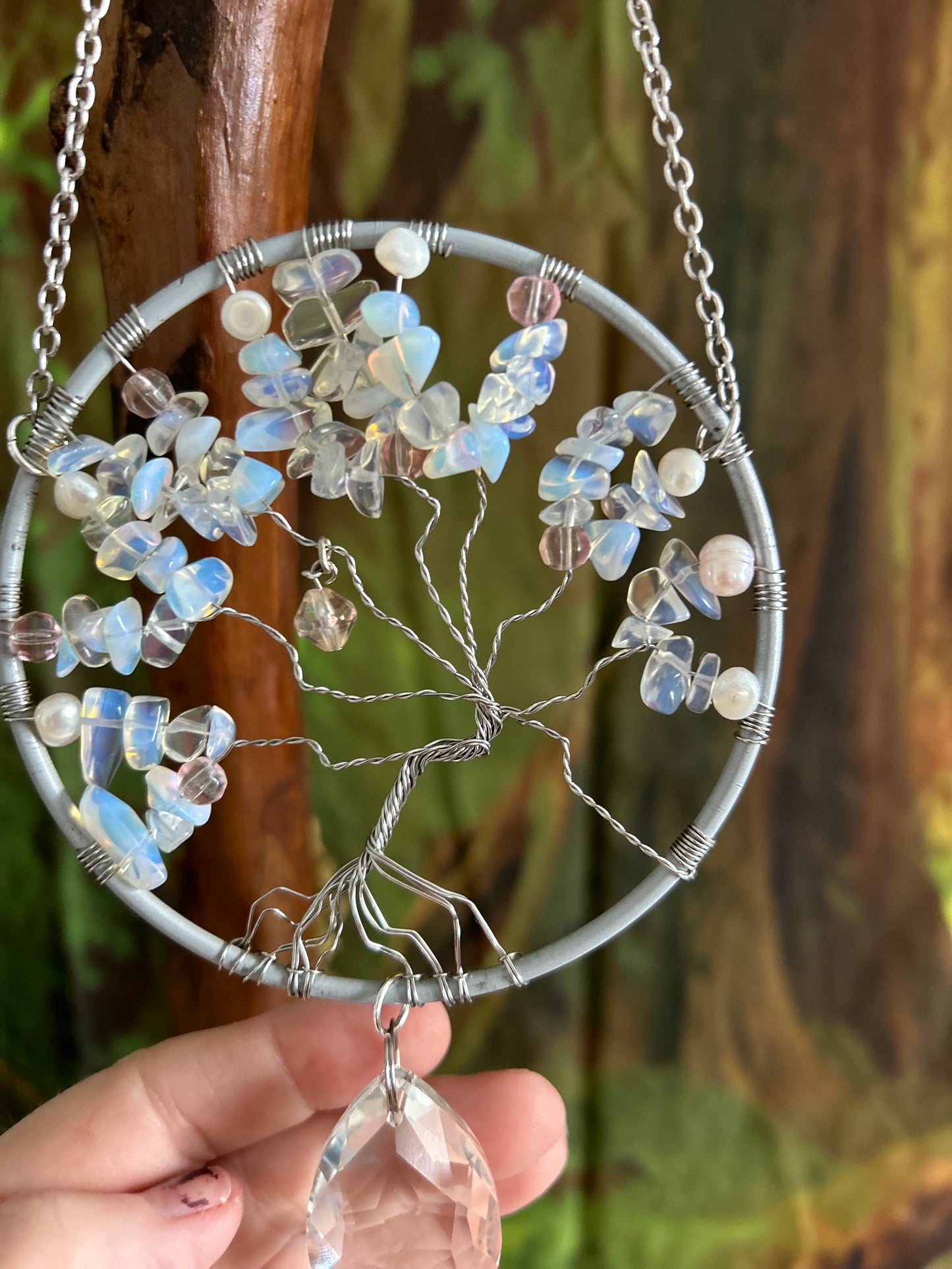 Opalite tree of life sun catcher