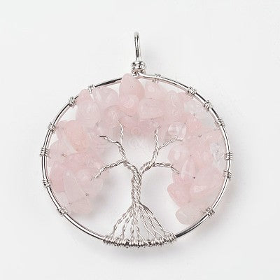 Tree of life Rose quartz pendant