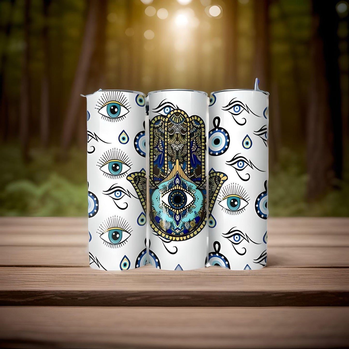 Hamsa Hand Evil Eye 20 oz skinny tumbler