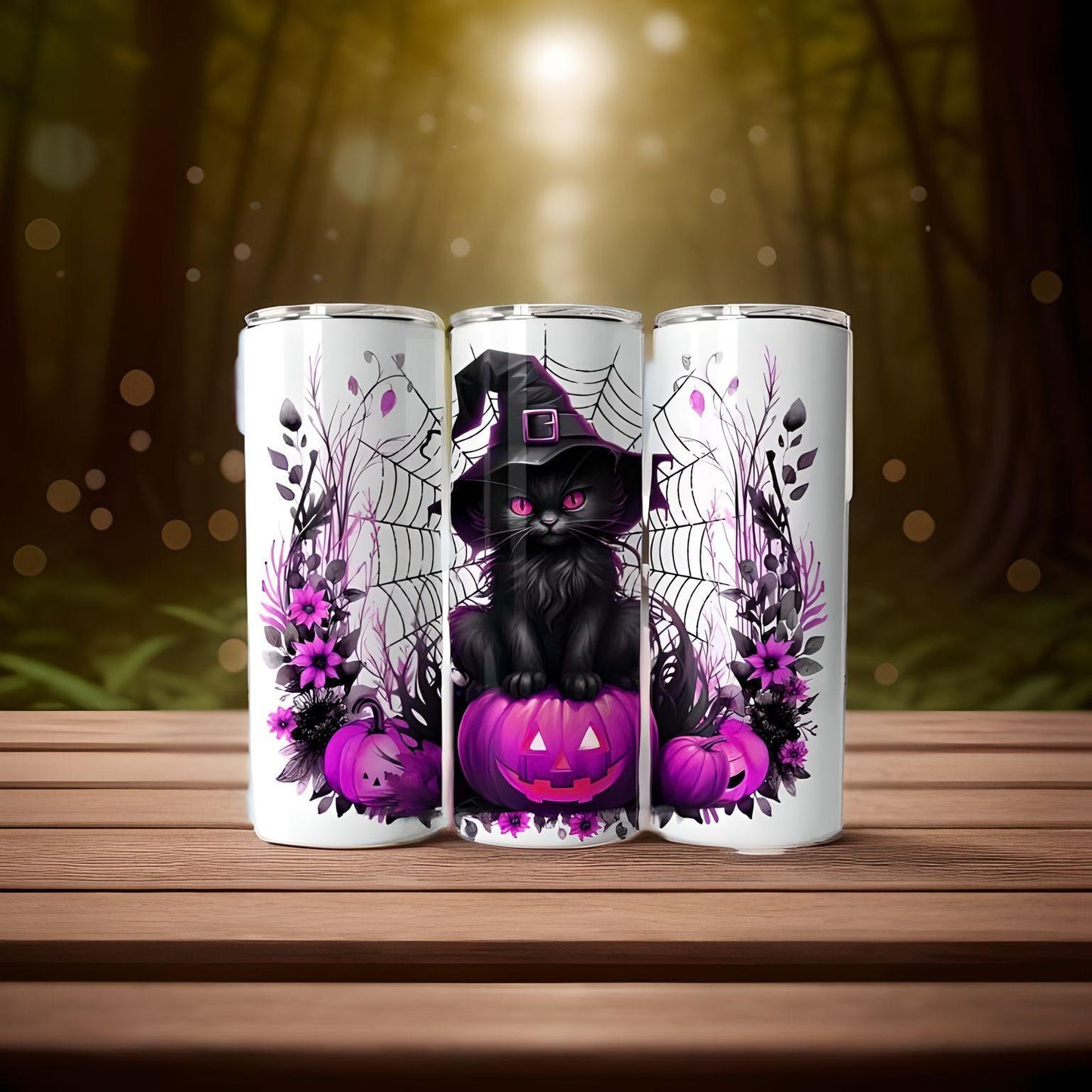 Witch Black cat 20oz Skinny Tumbler