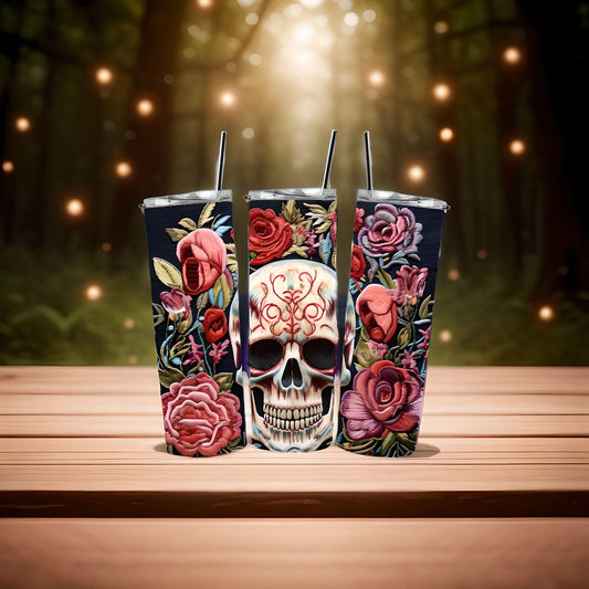 Embroidery skull Gothic Tumbler