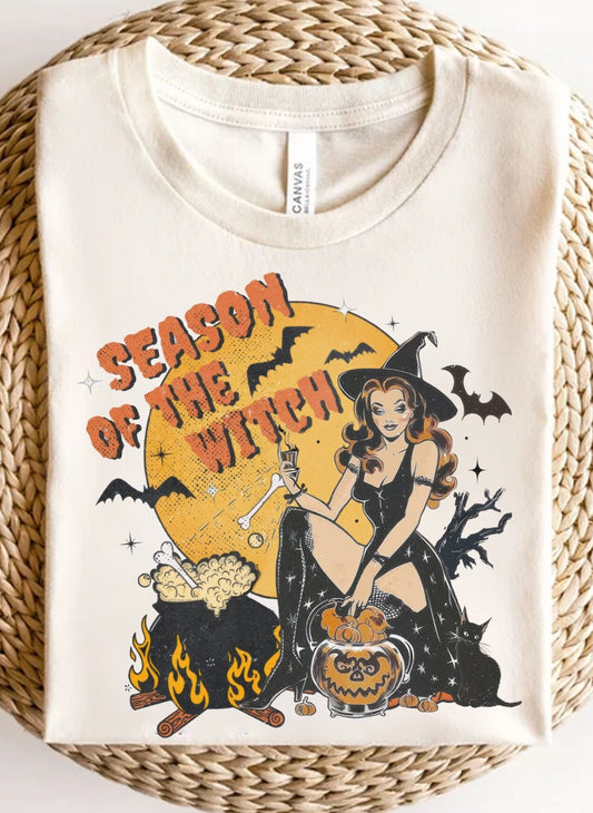 Retro witch Halloween T-shirt, season of the witch