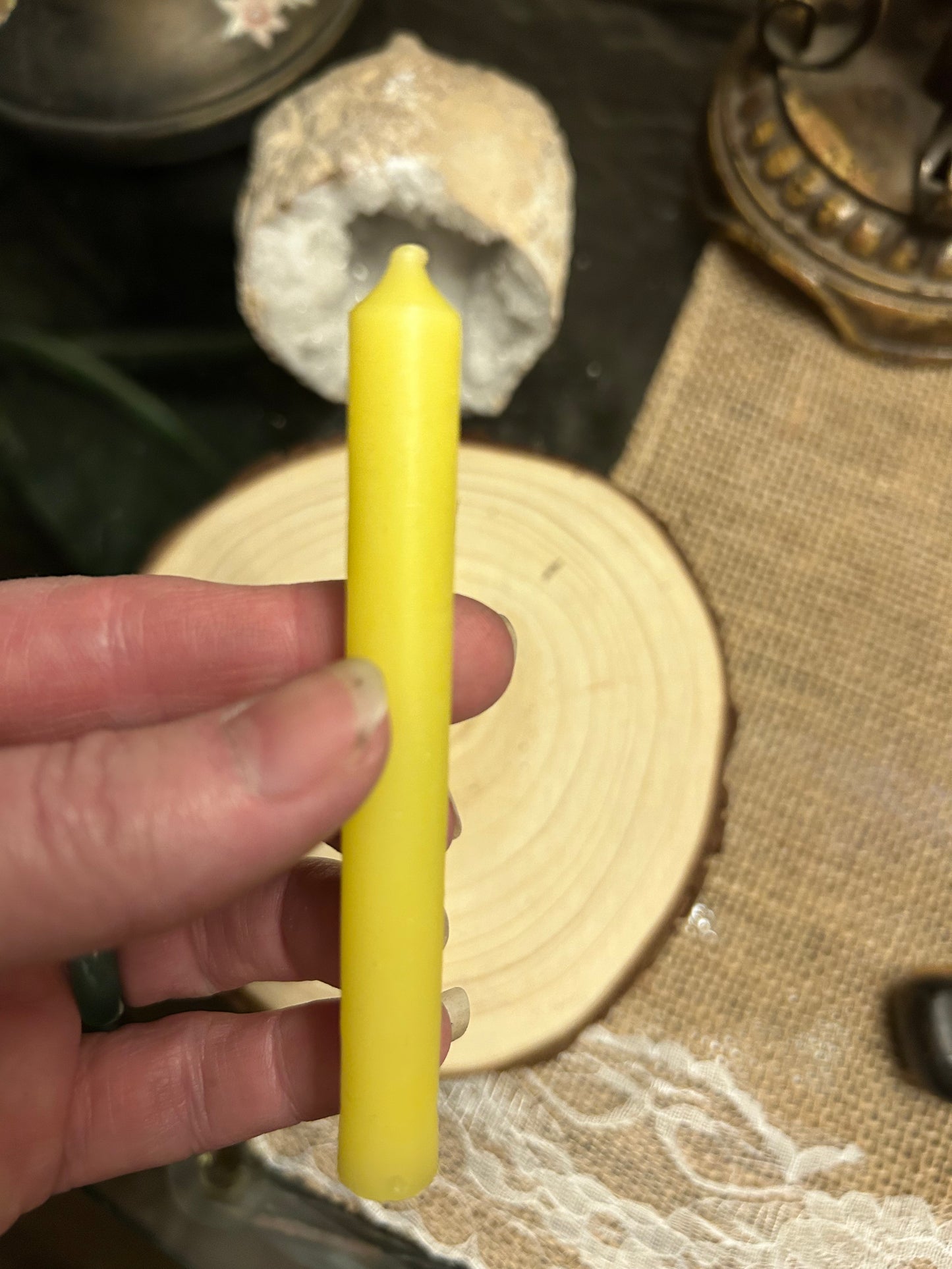 Yellow Mini Chime Ritual Spell Candles set 4