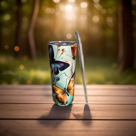 Beautiful Nature Butterflies metal 20 oz  Tumbler