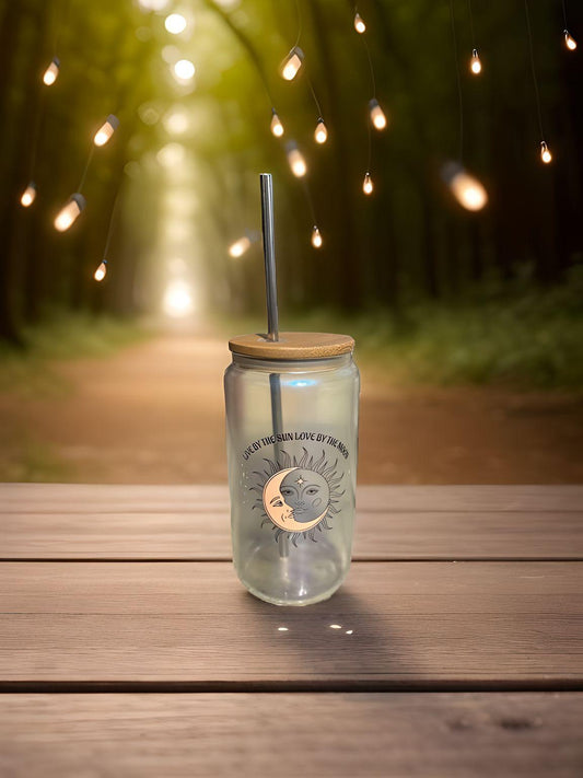 Live by sun Love by the moon Glass Tumbler